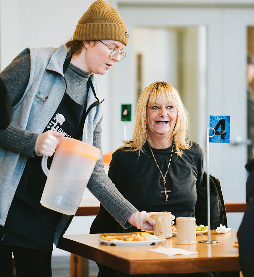 Blanchet House's cafe promotes happiness by serving homeless guests with respect and dignity. 2018_credit Christine Dong