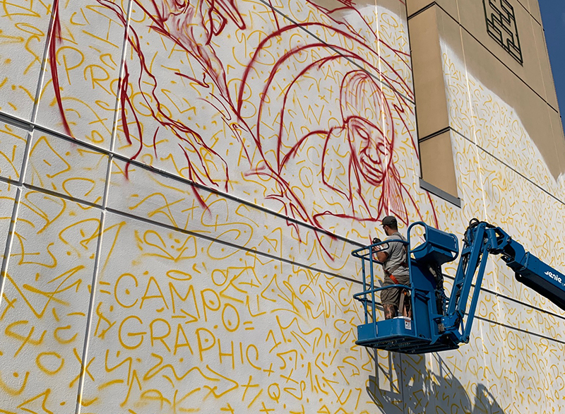 Campographic Portland Mural in progress