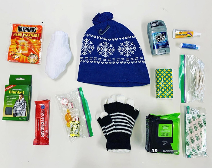 Care kit items for people experiencing homelessness