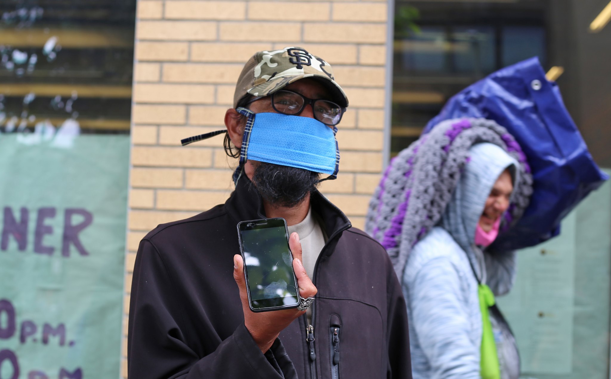 Chad homeless phone charging Portland Blanchet House Addiction Recovery